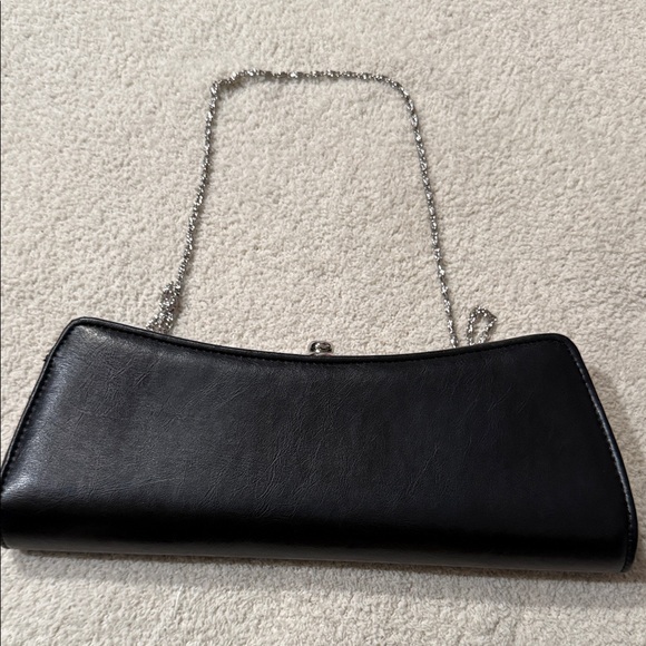 Handbags - Elegant Black Clutch with Silver Chain